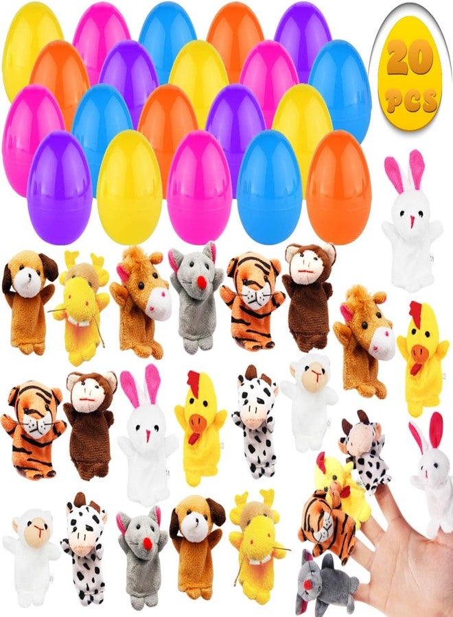 LUKBERA 20 Pcs Easter Eggs Filled with Finger Puppets, Plastic Egg with Cartoon Animal Puppets for Kids Easter Egg Hunt Basket Stuffers Fillers Party Favor Classroom Prize - Image 1